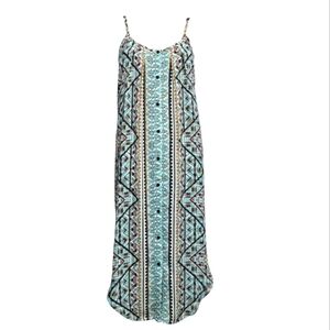 SKYE Geometric Patterned Buttoned Down  Sleeveless Dress Womens  Small